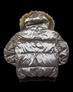 00’s Burberry Black Label Nova Check Real Fur Jacket - Silver Grey