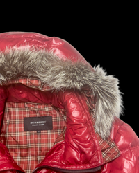 2012 RARE Burberry Black Label Real Fur Jacket - Red