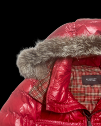 2012 RARE Burberry Black Label Real Fur Jacket - Red