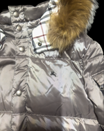 00’s Burberry Black Label Nova Check Real Fur Jacket - Silver Grey