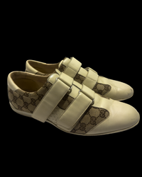 Gucci GG Monogram Leather Sneakers – Beige – UK 7.5 / EU 41.5