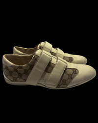 Gucci GG Monogram Leather Sneakers – Beige – UK 7.5 / EU 41.5