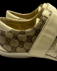 Gucci GG Monogram Leather Sneakers – Beige – UK 7.5 / EU 41.5