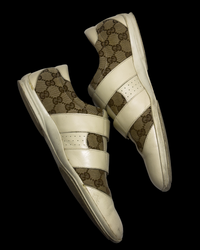Gucci GG Monogram Leather Sneakers – Beige – UK 7.5 / EU 41.5