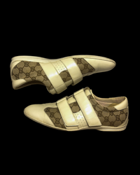 Gucci GG Monogram Leather Sneakers – Beige – UK 7.5 / EU 41.5