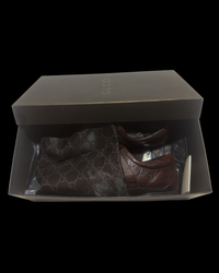 Gucci GG Monogram Leather Sneakers – Chocolate Brown – UK 8 / EU 42