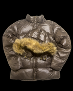 JohnBull Fur Hood Down Puffer Jacket - Metallic Brown/Gold
