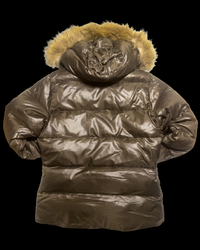 JohnBull Fur Hood Down Puffer Jacket - Metallic Brown/Gold