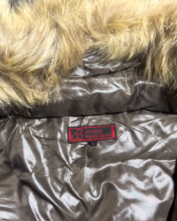 JohnBull Fur Hood Down Puffer Jacket - Metallic Brown/Gold