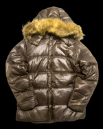 JohnBull Fur Hood Down Puffer Jacket - Metallic Brown/Gold