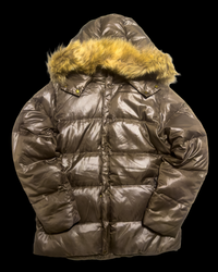 JohnBull Fur Hood Down Puffer Jacket - Metallic Brown/Gold