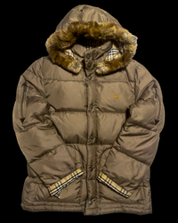 2000’s Burberry Black Label Real Fur Jacket - Khaki