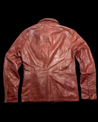 Nicole Club Leather Collar-Strap Racer Jacket – Crimson Red