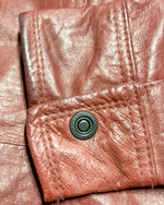Nicole Club Leather Collar-Strap Racer Jacket – Crimson Red