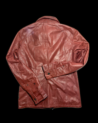 Nicole Club Leather Collar-Strap Racer Jacket – Crimson Red