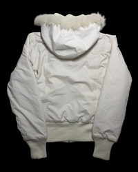 Prada Sport Fur-Trimmed Hooded Bomber Jacket – Cream