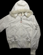 Prada Sport Fur-Trimmed Hooded Bomber Jacket – Cream