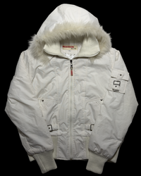 Prada Sport Fur-Trimmed Hooded Bomber Jacket – Cream