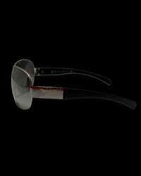 Prada Sport Linea Rossa SPS 54H Shield Sunglasses – Black/Silver