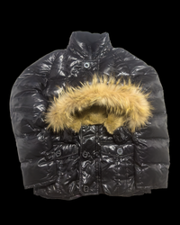 RARE Semantic Design Fur Hood Puffer Jacket - Black